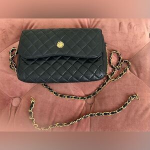 Fion Quilted Black Crossbody Black Bag EUC